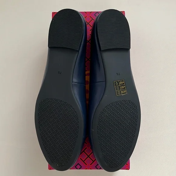 Tory Burch Benton 2 Ballet Flat Nappa Leather Royal Navy Rolled Brass 7.5 NWT - Picture 7 of 14